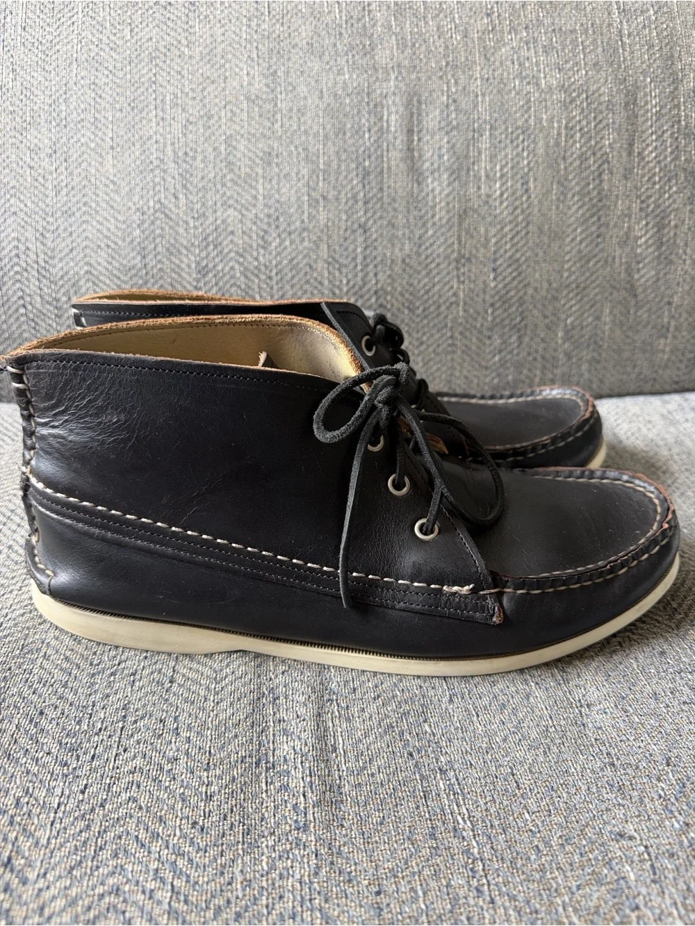Quoddy Men’s Black Boat Moc Toe High Top Moccasin Shoes Size: 10